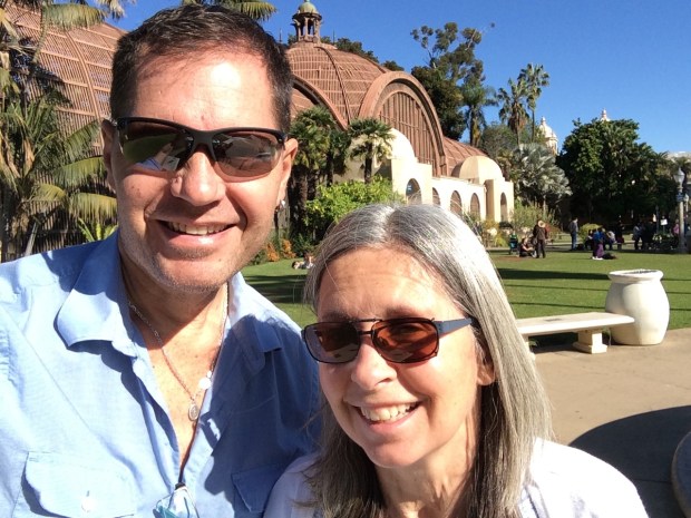 Enjoying the sun at Balboa Park.